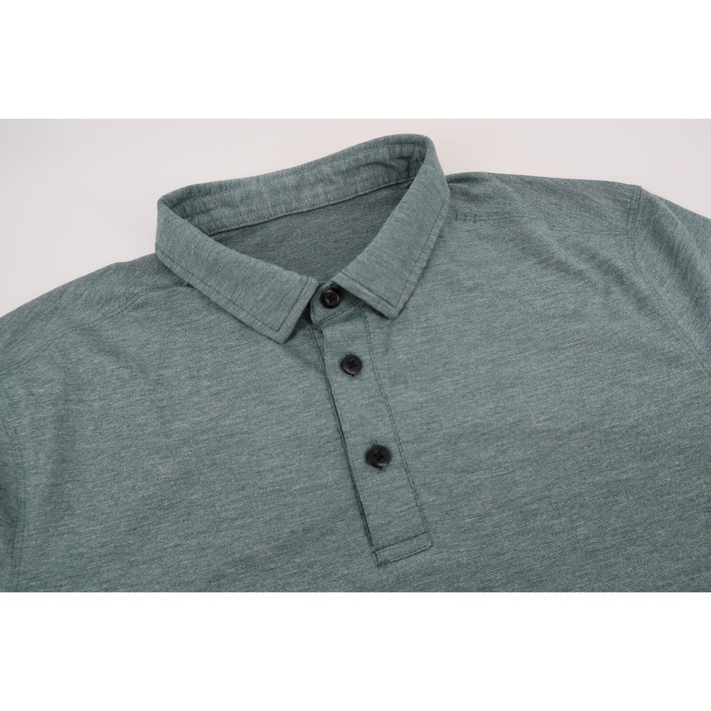 Lululemon Polo Shirt Mens Medium‎ Green Evolution Pique Performance Athleisure